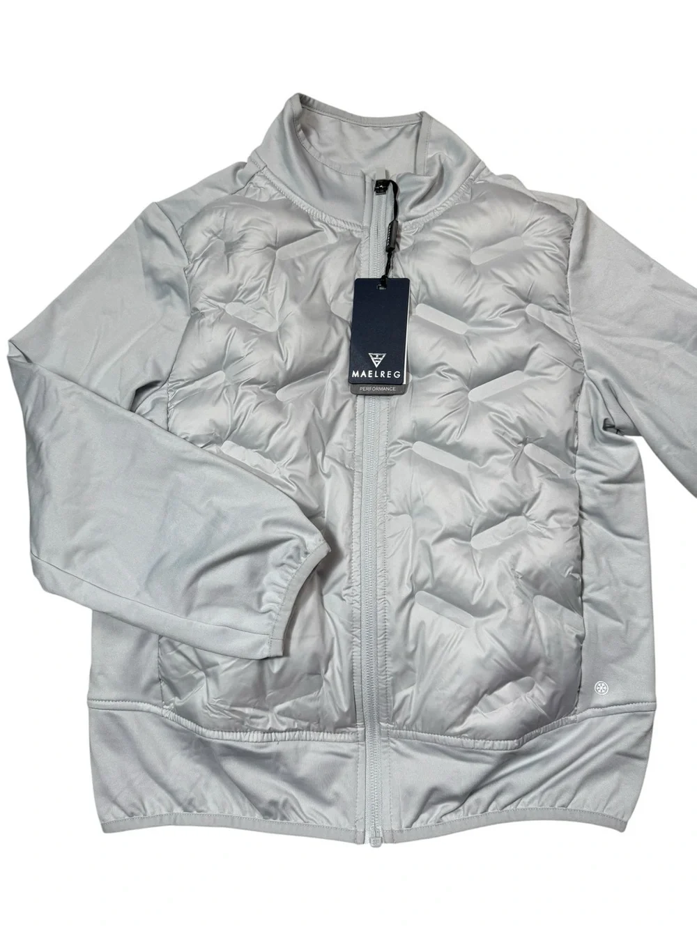 NWT New MAELREG Boys Windproof Puffer Jacket In Light Grey Size 8